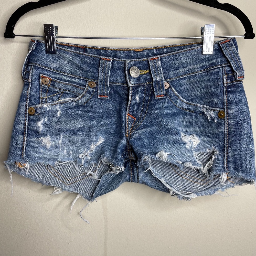 True Religion Bobby Distressed Denim Shorts 24